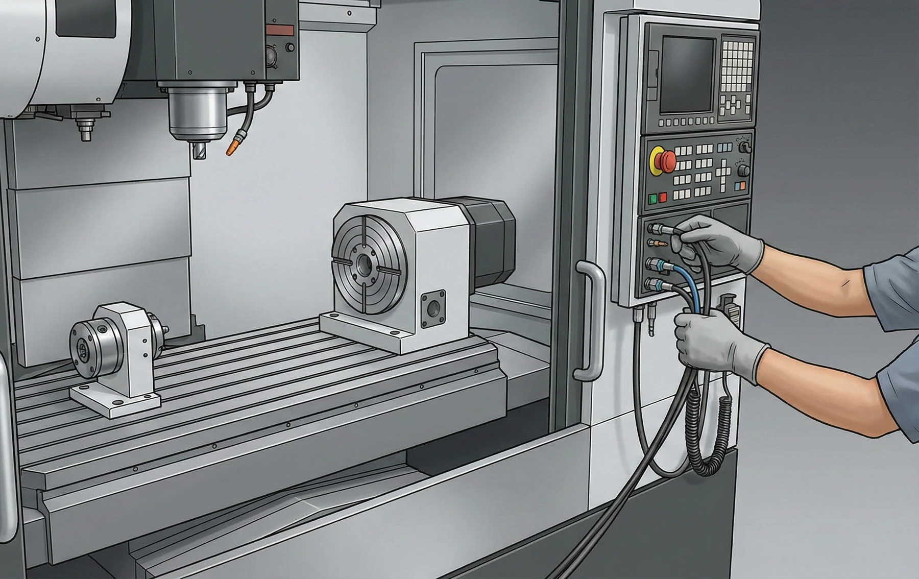 نصب محور 4 و 5 روتاری روی دستگاه CNC